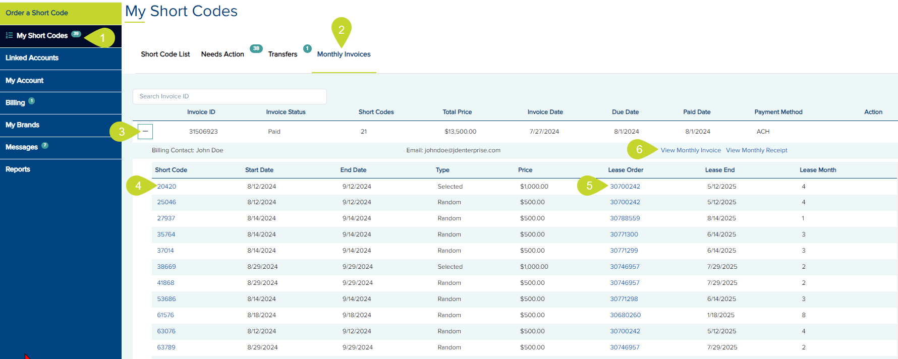 monthly-invoices-my-short-codes